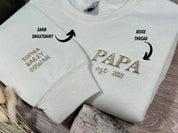 Custom Embroidered | Dad Est Sweatshirt | Kids Names on Sleeve