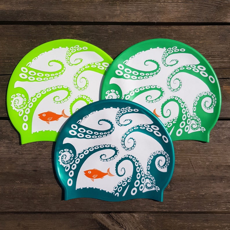 Tentacle Heads - Nancy Farmer swim hat / swim cap, swimmer gift