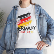 UEFA Euro 2024 Germany Flag and Coat Shirt Unisex Heavy Cotton Tee