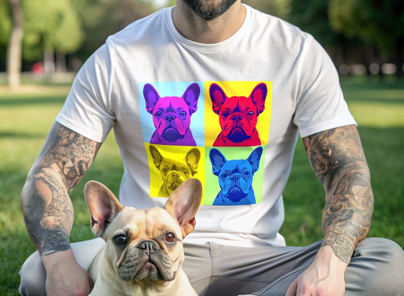 Four Frenchie pop art Style Unisex garment