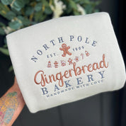 North Pole | Gingerbread Bakery | Handmade Embroidered | Christmas Sweatshirt