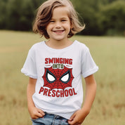 Swinging Into Preschool T-Shirt | Pre-K School Spiderman | Back To School Sweatshirt