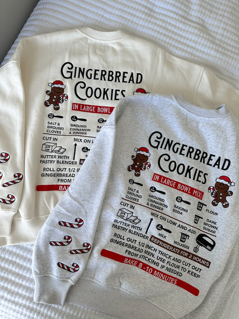 Ivory Gingerbread Recipe Christmas Imprinted Sweatshirt