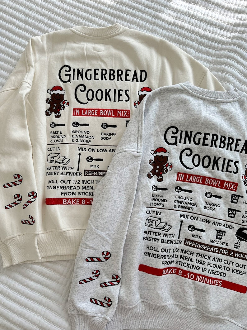 Ivory Gingerbread Recipe Christmas Imprinted Sweatshirt