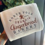 North Pole | Gingerbread Bakery | Handmade Embroidered | Christmas Sweatshirt