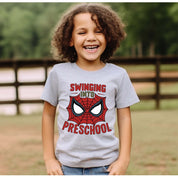 Swinging Into Preschool T-Shirt | Pre-K School Spiderman | Back To School Sweatshirt