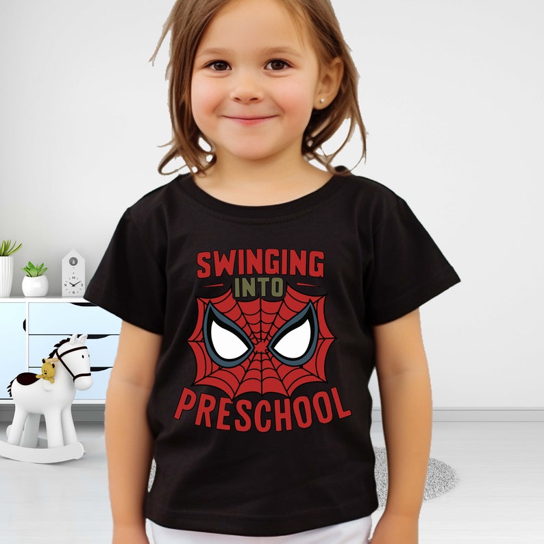 Swinging Into Preschool T-Shirt | Pre-K School Spiderman | Back To School Sweatshirt