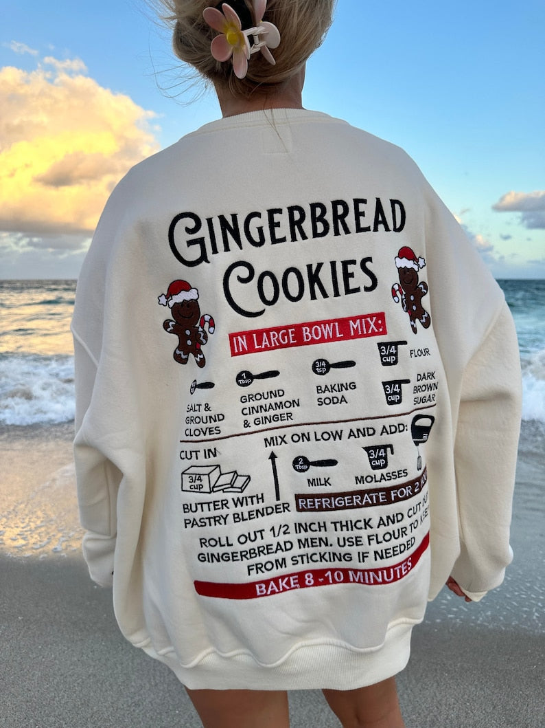 Ivory Gingerbread Recipe Christmas Imprinted Sweatshirt