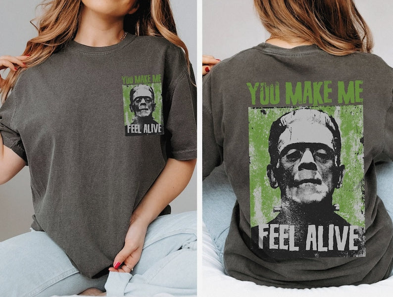 Frankenstein Shirt  Vintage Horror Spooky Season Halloween T-shirt