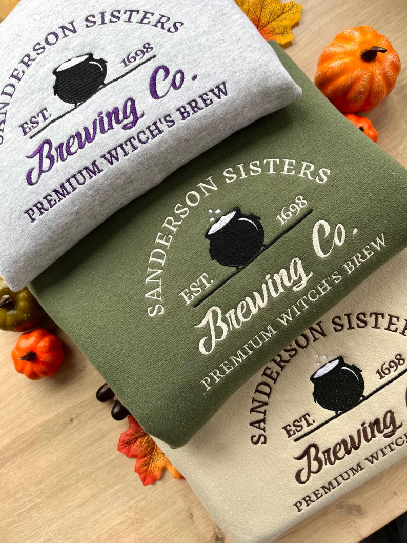 Witches Brew Embroidered Halloween Sweatshirt