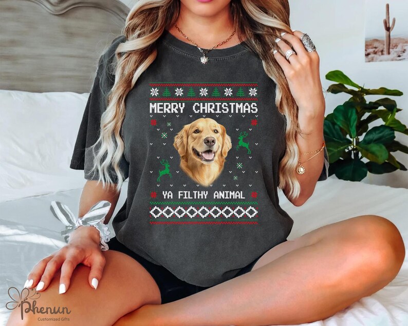 Custom Dog Photo Christmas Sweatshirt