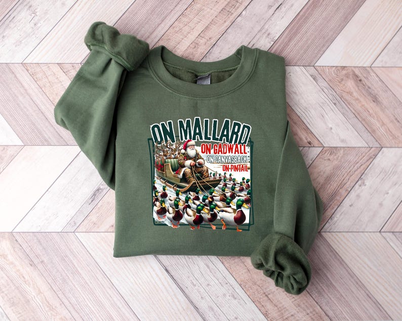 On Mallard On Gadwall Christmas Shirt | Funny Duck Hunting Santa Design