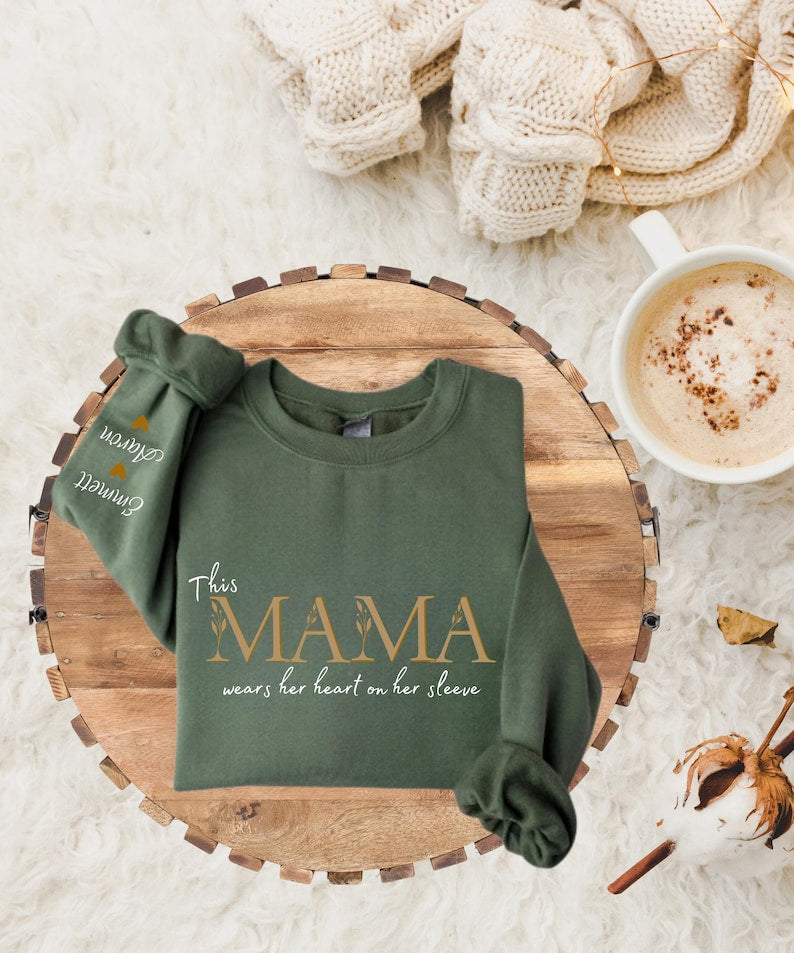 Custom This Grandma Wears Her Heart On Her Sleeve Sweatshirt