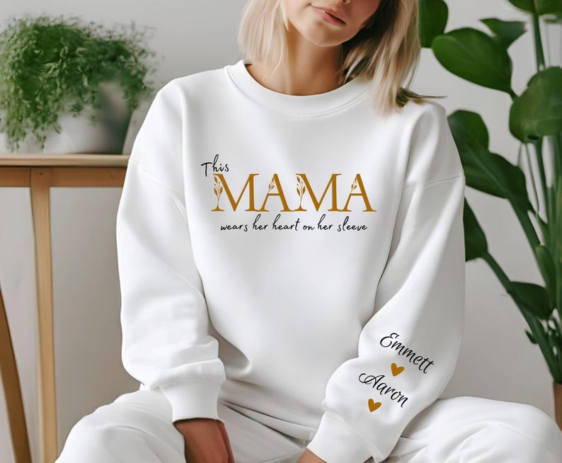 Custom This Grandma Wears Her Heart On Her Sleeve Sweatshirt