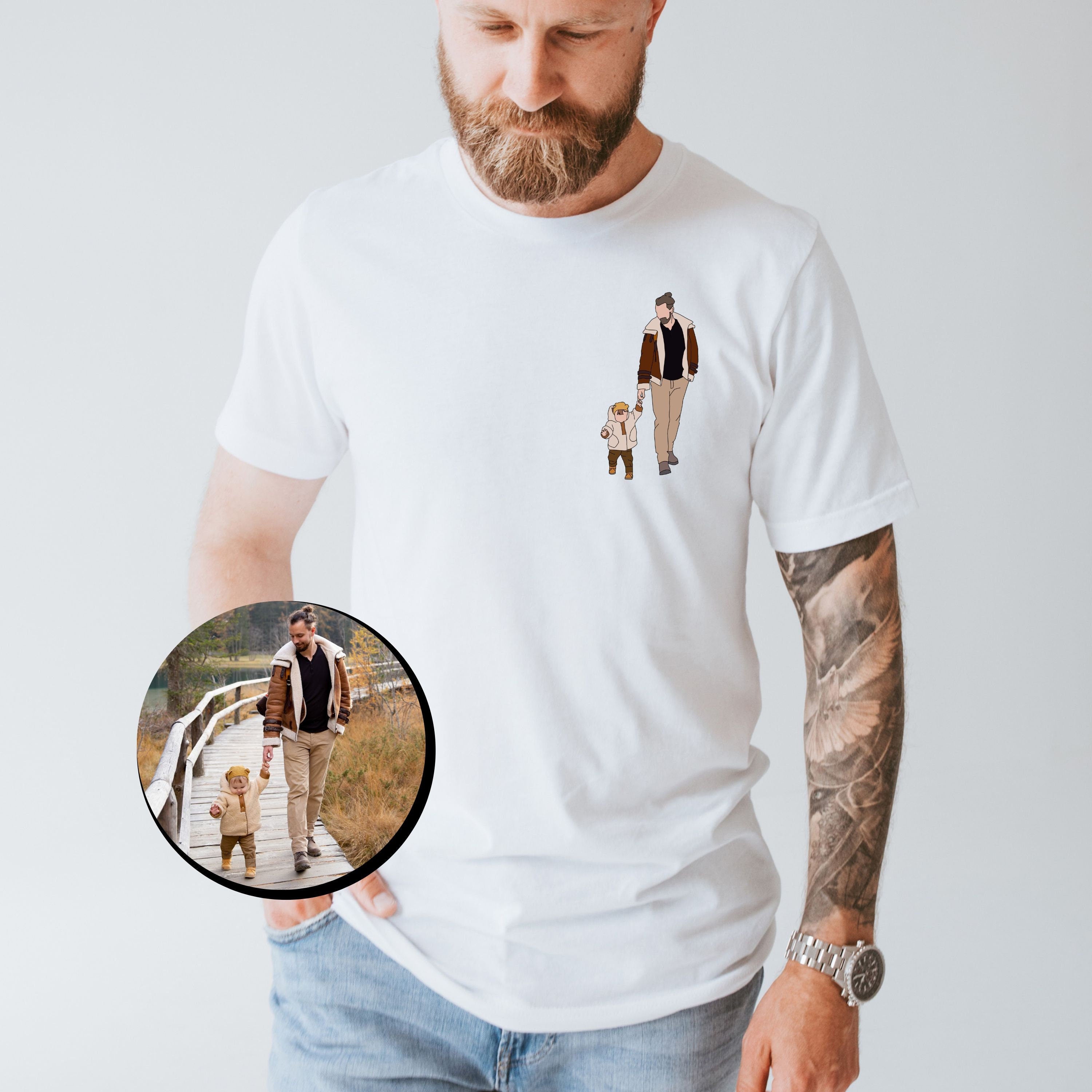 Imprint｜Custom Family Portrait Shirt｜Outline Sweater｜For Him｜Father’s Day