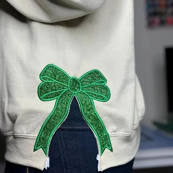 Merry Christmas Side Bow Embroidered Sweatshirt