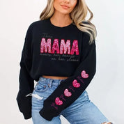 Personalized Name Mama Wears Her Hearts On Her Sleeve Sequin Sweatshirt