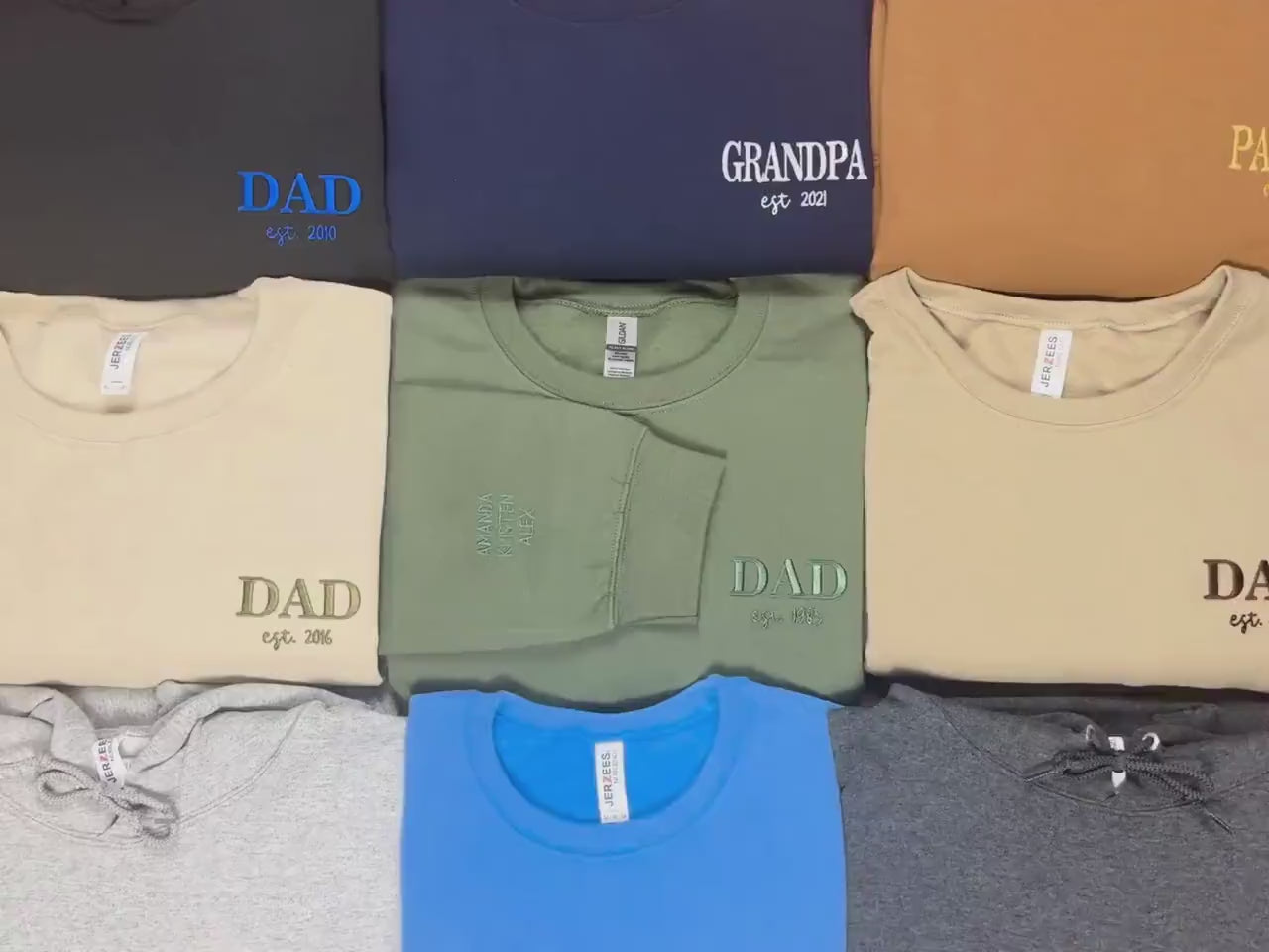 Custom Embroidered | Dad Est Sweatshirt | Kids Names on Sleeve