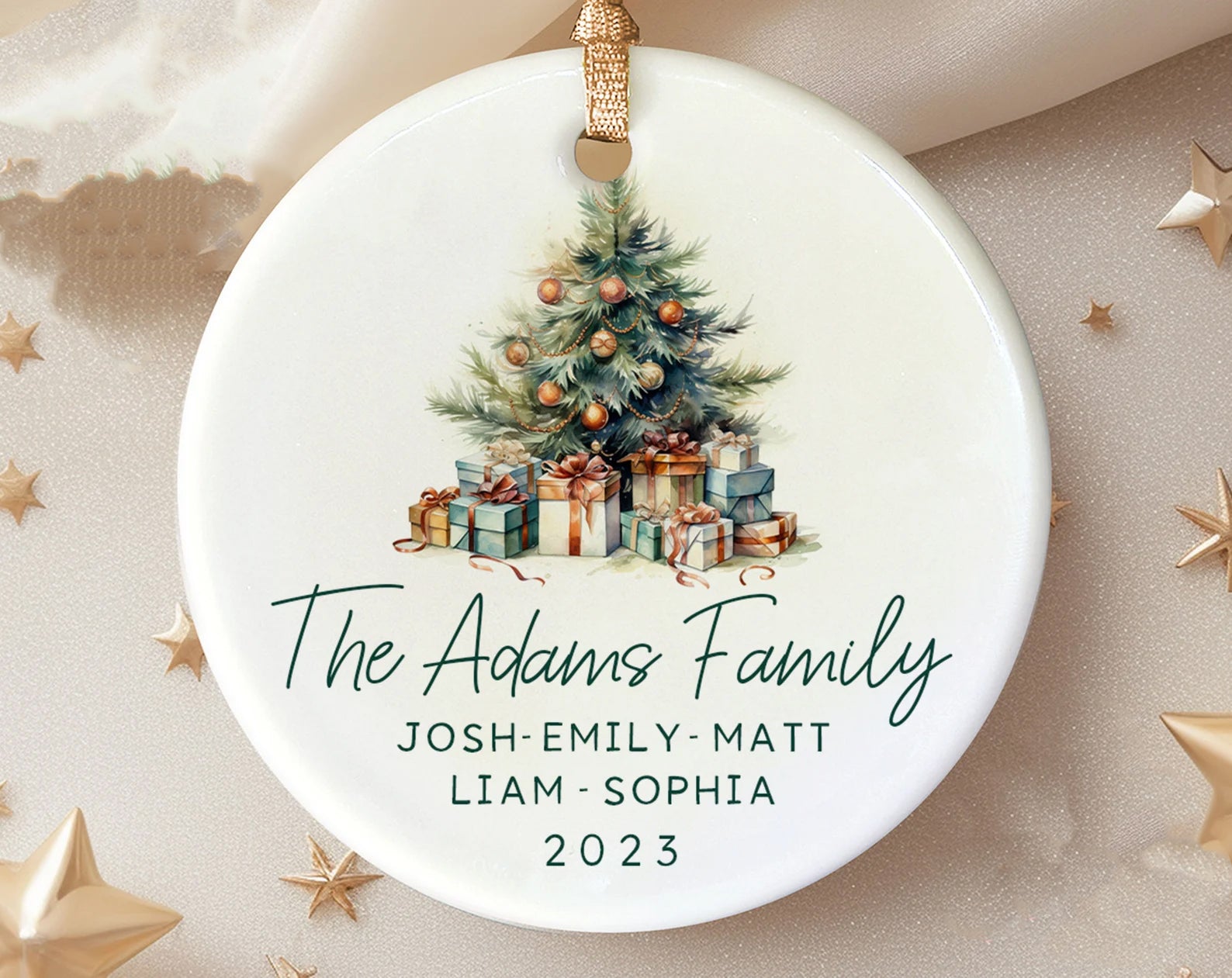 Family Christmas Boho Name Ornament