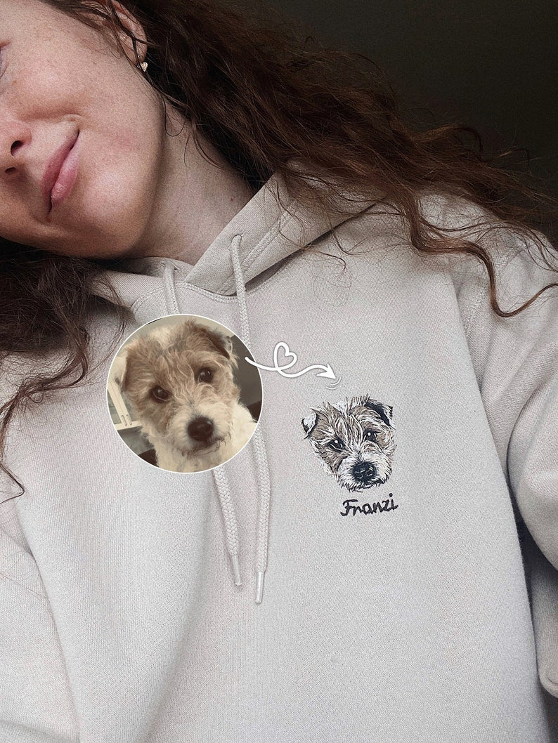 Dog Face Portrait Hoodie｜Full Color Pattern｜Embroidered