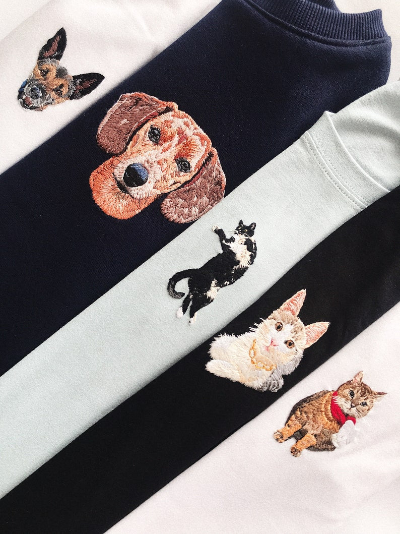 Dog Face Portrait Hoodie｜Full Color Pattern｜Embroidered