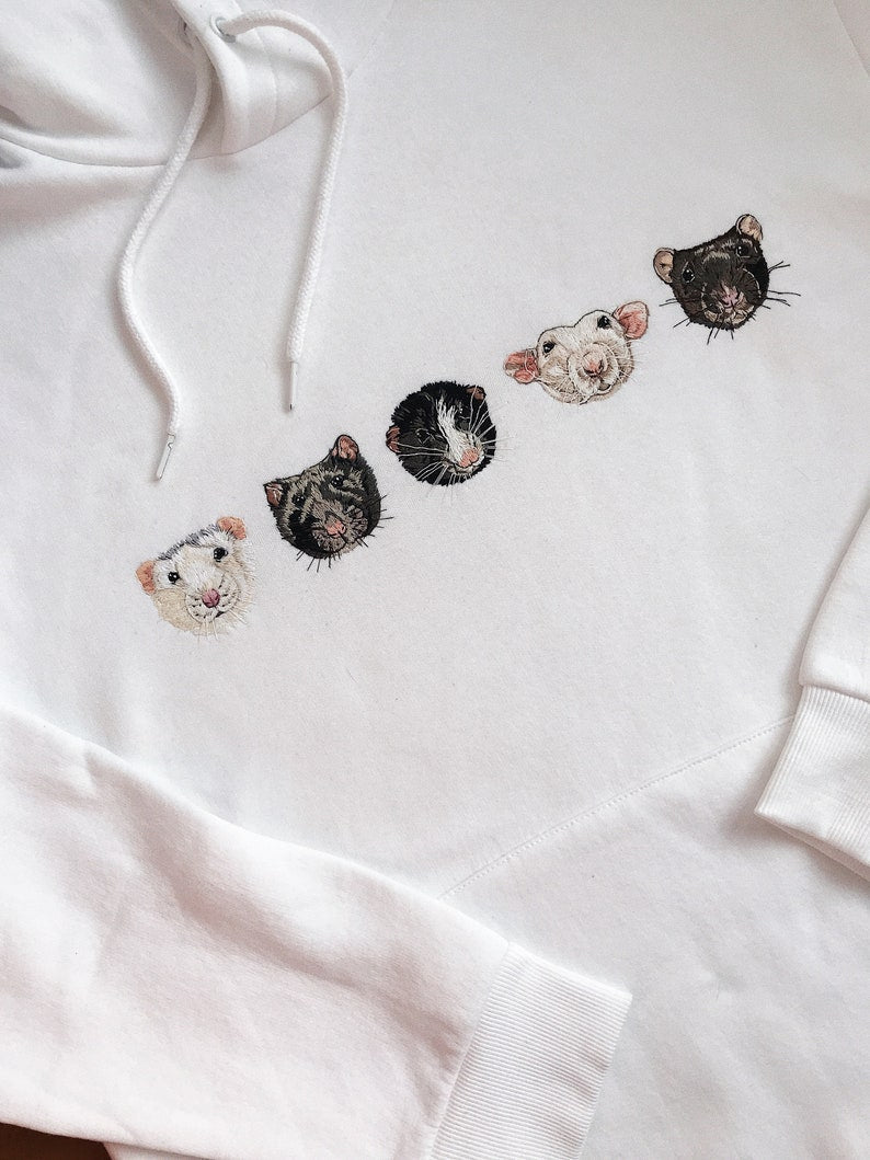 Dog Face Portrait Hoodie｜Full Color Pattern｜Embroidered