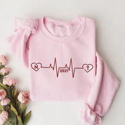 Custom Embroidered Heartbeat Sweatshirt｜With Initials And Year