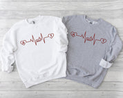 Custom Embroidered Heartbeat Sweatshirt｜With Initials And Year