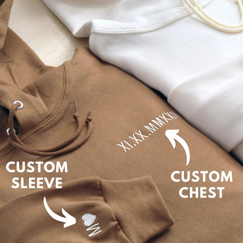 Benutzerdefinierte bestickte römische Zahl Datum Sweatshirt-Valentinstag oder Geburtstagsgeschenk für sie ihn