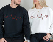 Custom Embroidered Heartbeat Sweatshirt｜With Initials And Year