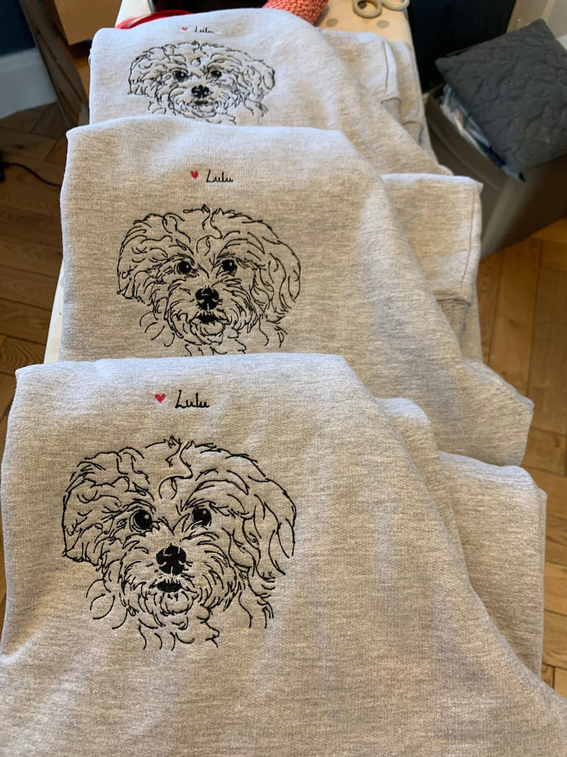 Pet portrait Custom | Embroidered Sweatshirt