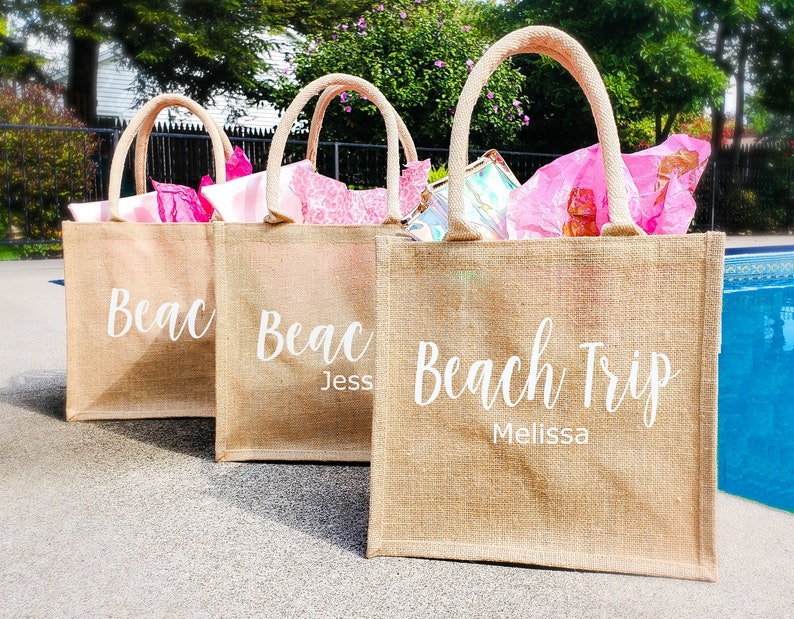 Jute-Einkaufstasche, Strandtasche, Mädchen-Reise-Geschenk 