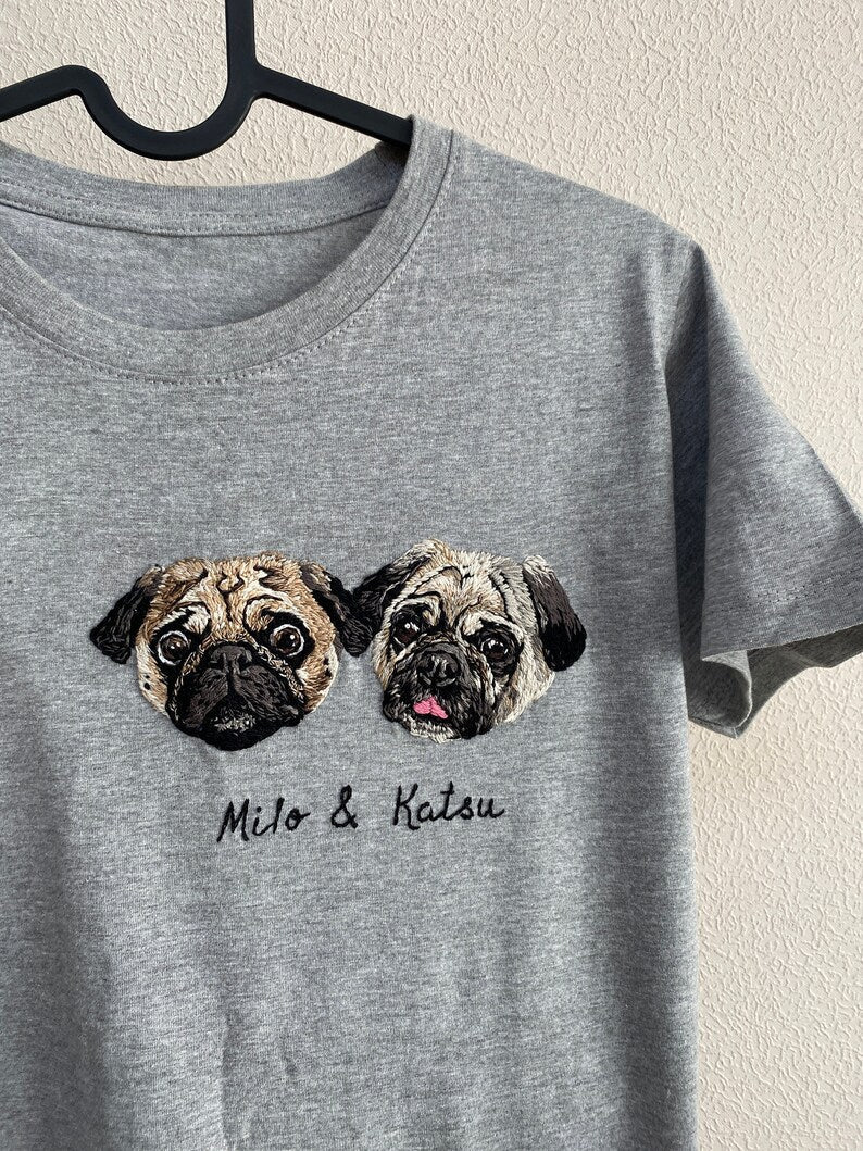 Hundebesitzer Geschenke bestickt T-shirt Mops Besitzer Geschenke