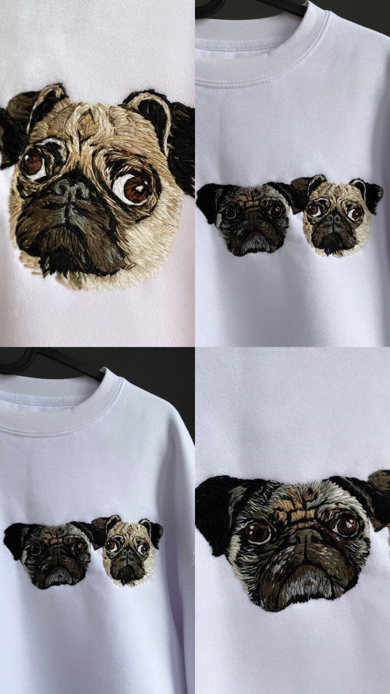 Hundebesitzer Geschenke bestickt T-shirt Mops Besitzer Geschenke