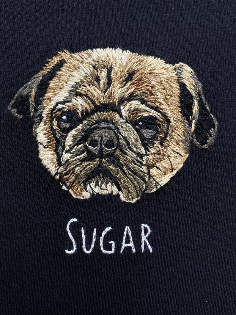Hundebesitzer Geschenke bestickt T-shirt Mops Besitzer Geschenke