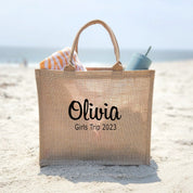 Jute-Einkaufstasche, Strandtasche, Mädchen-Reise-Geschenk 