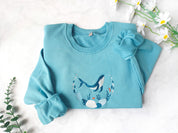 Embroidered Sweatshirt | Whale Embroidery Crewneck | Nature Lover Gift