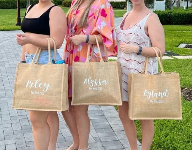 Jute-Einkaufstasche, Strandtasche, Mädchen-Reise-Geschenk 