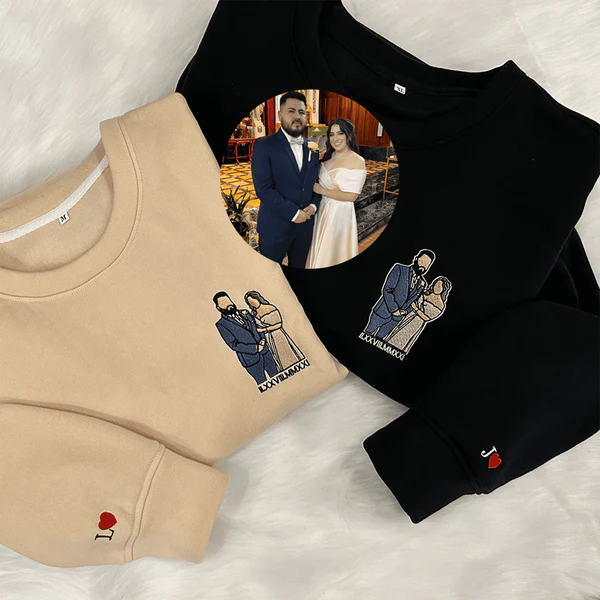 Embroidered Tshirt｜Portrait Sweatshirt｜Gift｜Couple｜Anniversary